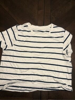 Old Navy White Tee with Navy Stripes - Women’s Short Sleeve